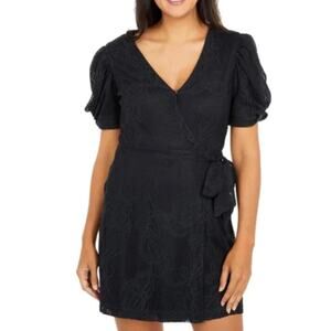 Lilly Pulitzer Jasleen Mini Black Wrap Lace Romper Dress Shorts Womens XS Resort
